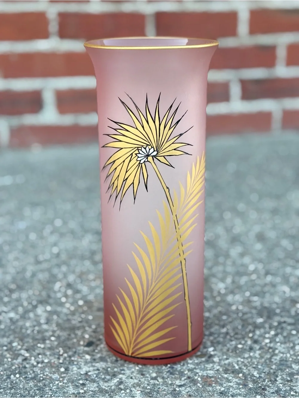 Vintage Womar Glass Vase- 12x4”